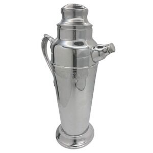 Vintage MCM Engraved Chrome Cocktail Shaker‎ Carafe w/ Handle- Height 13"
